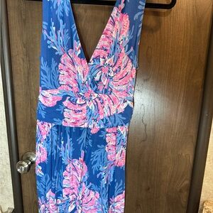 Lilly Pulitzer Vibrant Blue and Pink Floral Romper
